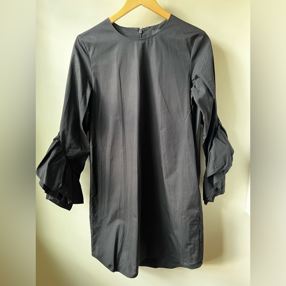 COS Black Ruffle Sleeve Dress Coquette Maximalist Date Night Artsy Statement 6